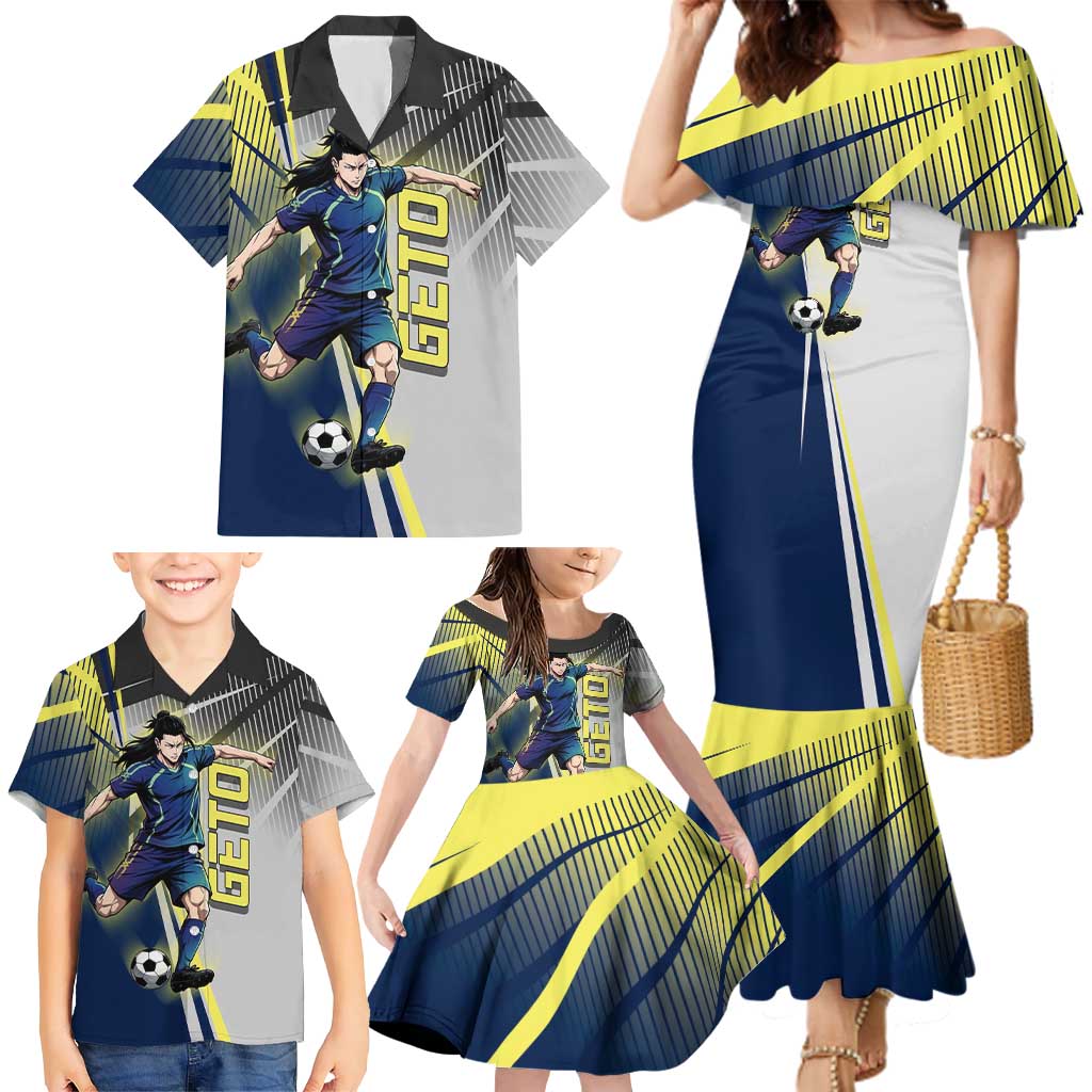 Personalized Geto Suguru Family Matching Mermaid Dress and Hawaiian Shirt Anime Soccer Action Illustration Art