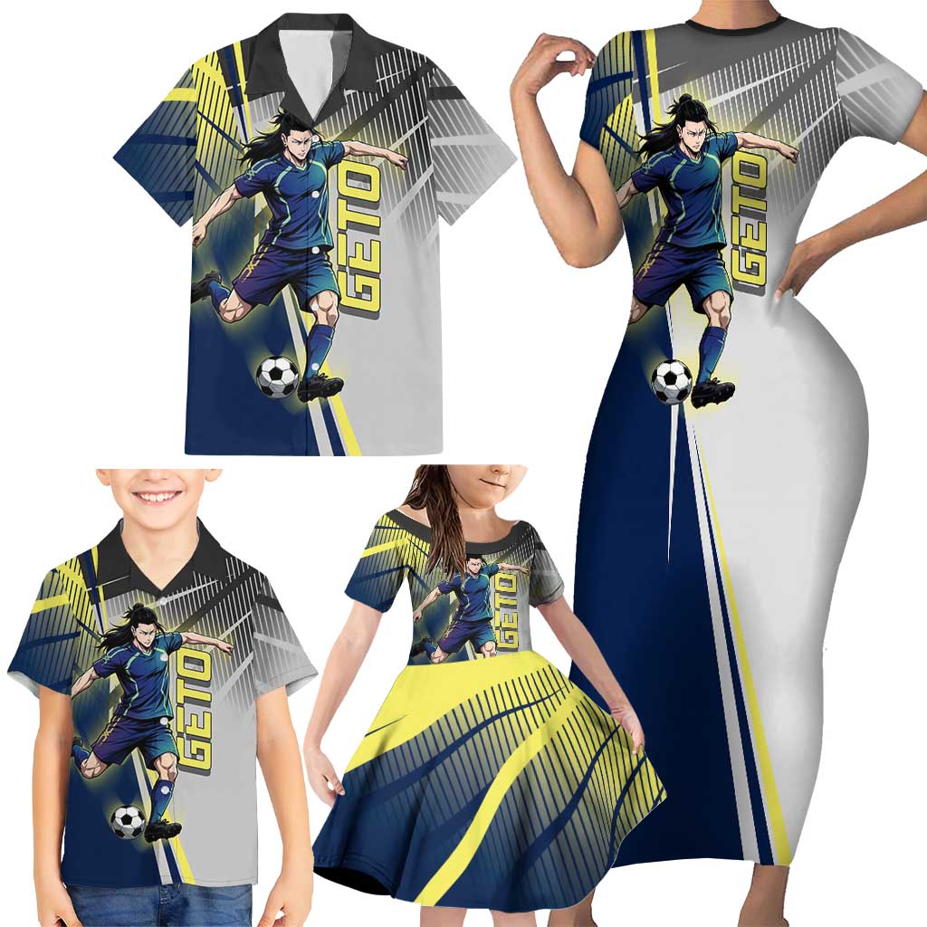 Personalized Geto Suguru Family Matching Short Sleeve Bodycon Dress and Hawaiian Shirt Anime Soccer Action Illustration Art
