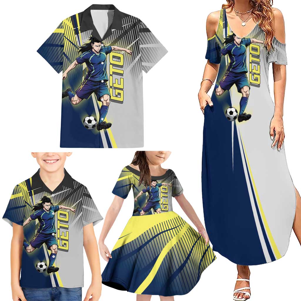 Personalized Geto Suguru Family Matching Summer Maxi Dress and Hawaiian Shirt Anime Soccer Action Illustration Art