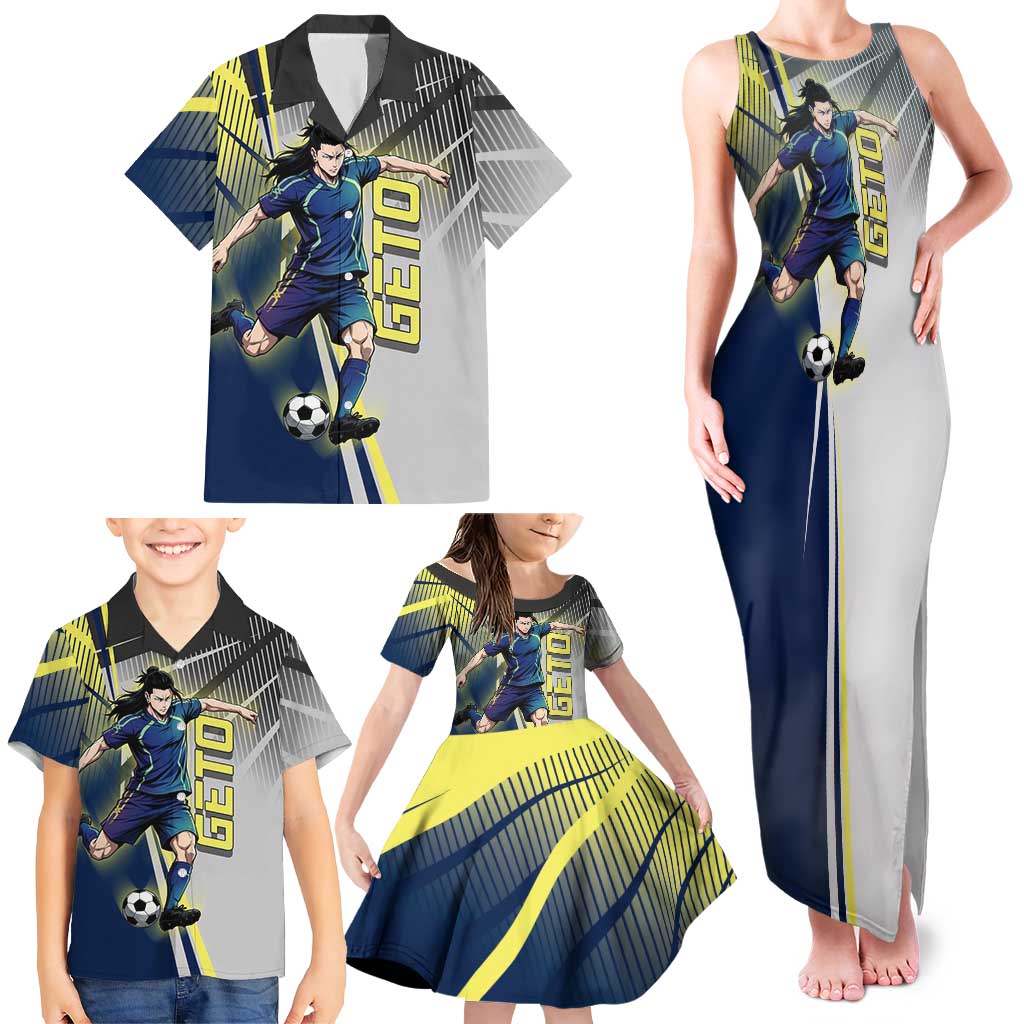 Personalized Geto Suguru Family Matching Tank Maxi Dress and Hawaiian Shirt Anime Soccer Action Illustration Art