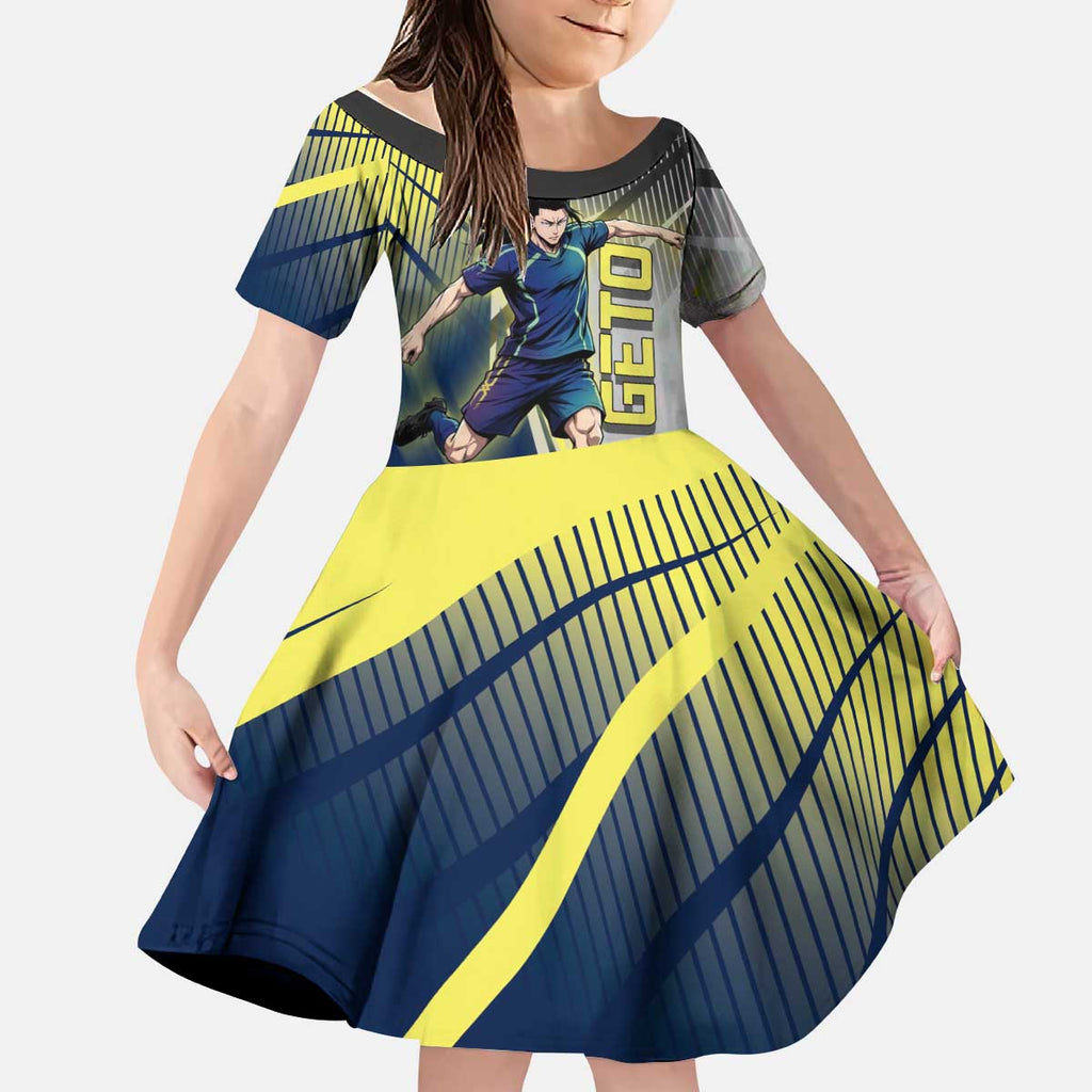 Personalized Geto Suguru Kid Short Sleeve Dress Anime Soccer Action Illustration Art