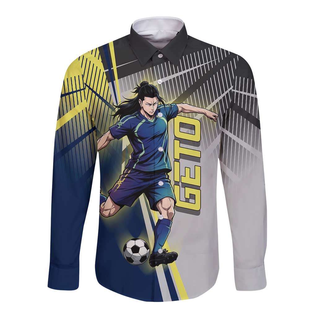 Personalized Geto Suguru Long Sleeve Button Shirt Anime Soccer Action Illustration Art