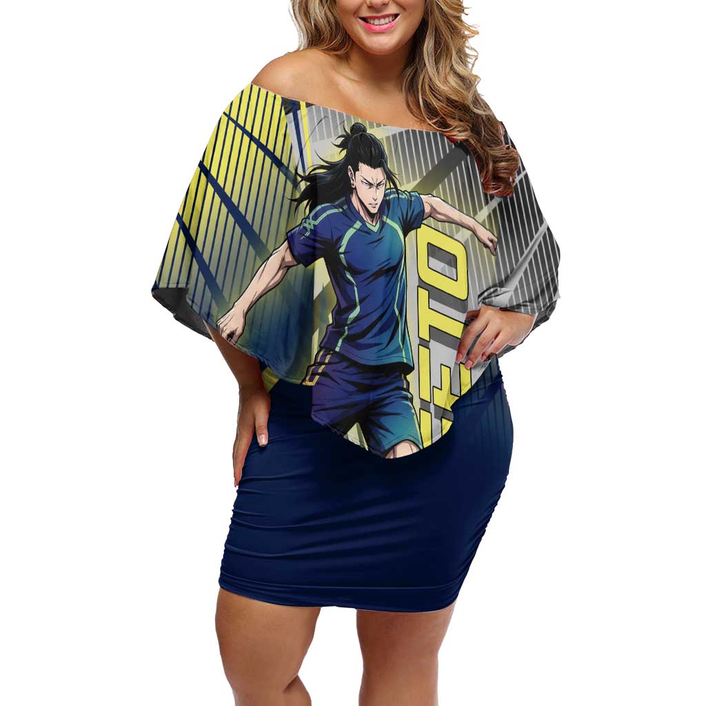 Personalized Geto Suguru Off Shoulder Short Dress Anime Soccer Action Illustration Art