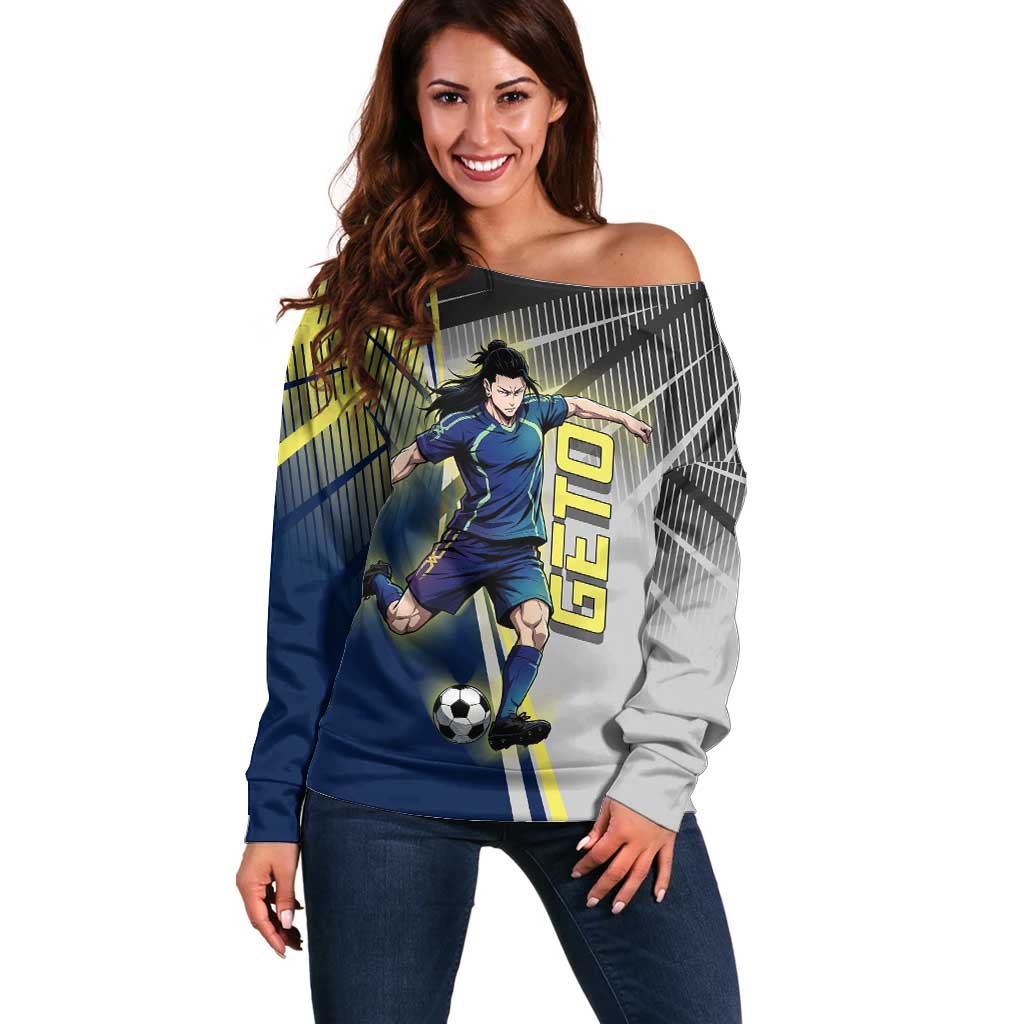 Personalized Geto Suguru Off Shoulder Sweater Anime Soccer Action Illustration Art