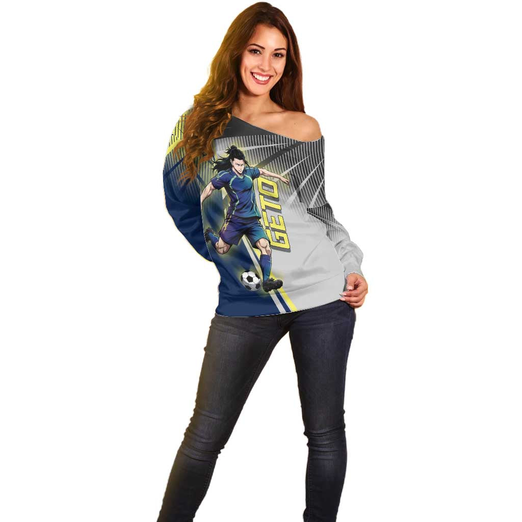 Personalized Geto Suguru Off Shoulder Sweater Anime Soccer Action Illustration Art