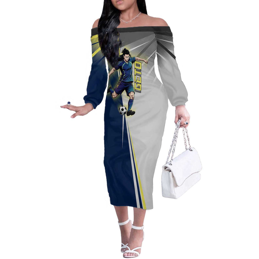 Personalized Geto Suguru Off The Shoulder Long Sleeve Dress Anime Soccer Action Illustration Art