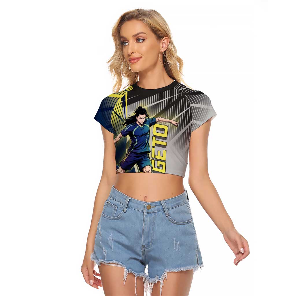 Personalized Geto Suguru Raglan Cropped T Shirt Anime Soccer Action Illustration Art
