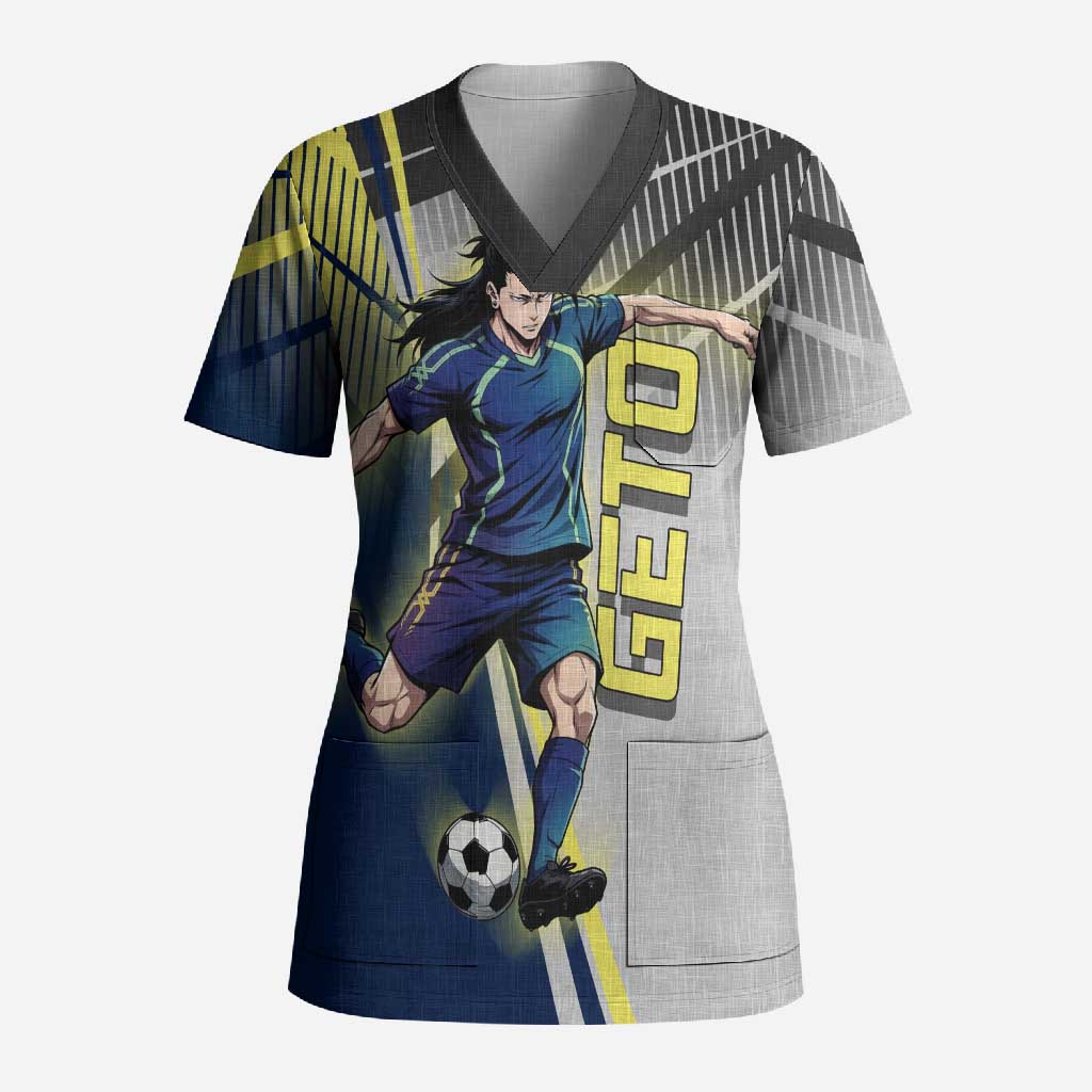 Personalized Geto Suguru Scrub Top Anime Soccer Action Illustration Art
