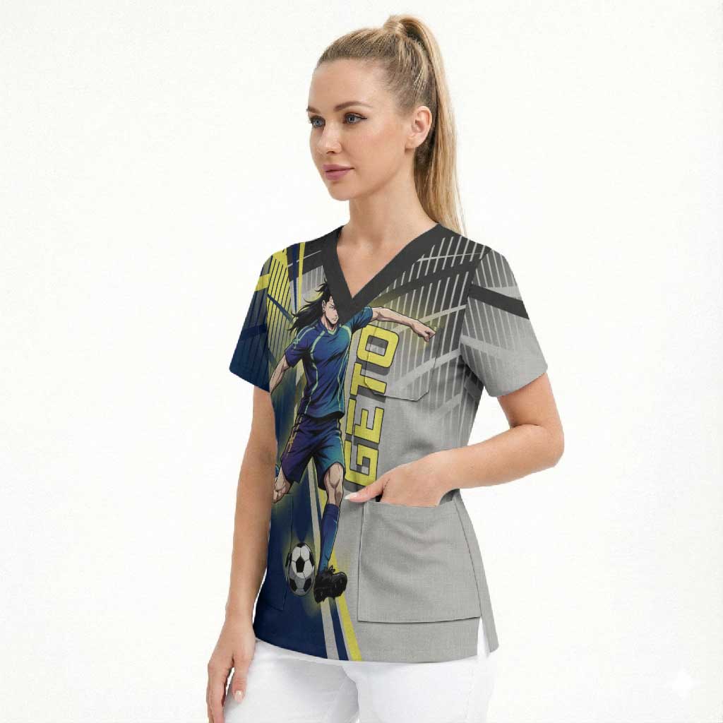 Personalized Geto Suguru Scrub Top Anime Soccer Action Illustration Art