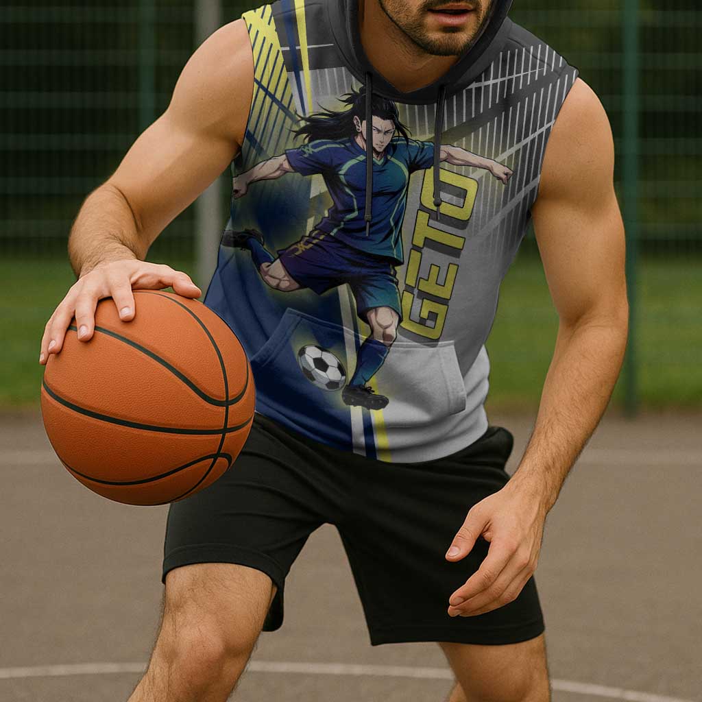 Personalized Geto Suguru Sleeveless Hoodie Anime Soccer Action Illustration Art