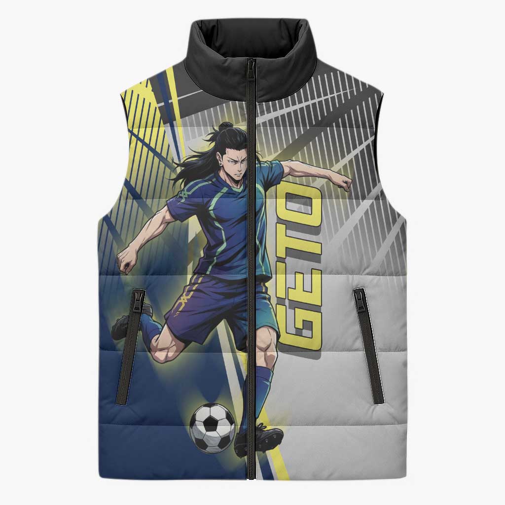 Personalized Geto Suguru Sleeveless Puffer Jacket Anime Soccer Action Illustration Art