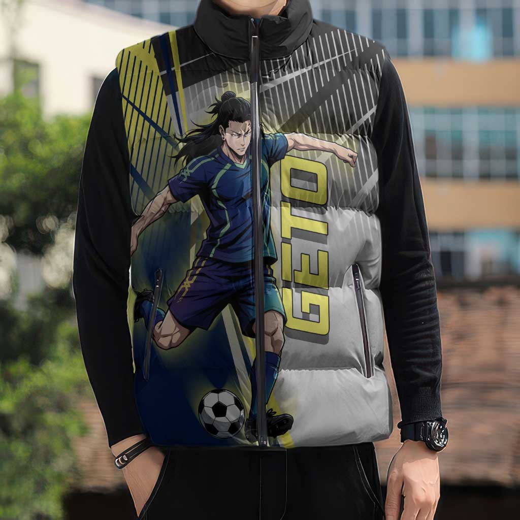 Personalized Geto Suguru Sleeveless Puffer Jacket Anime Soccer Action Illustration Art