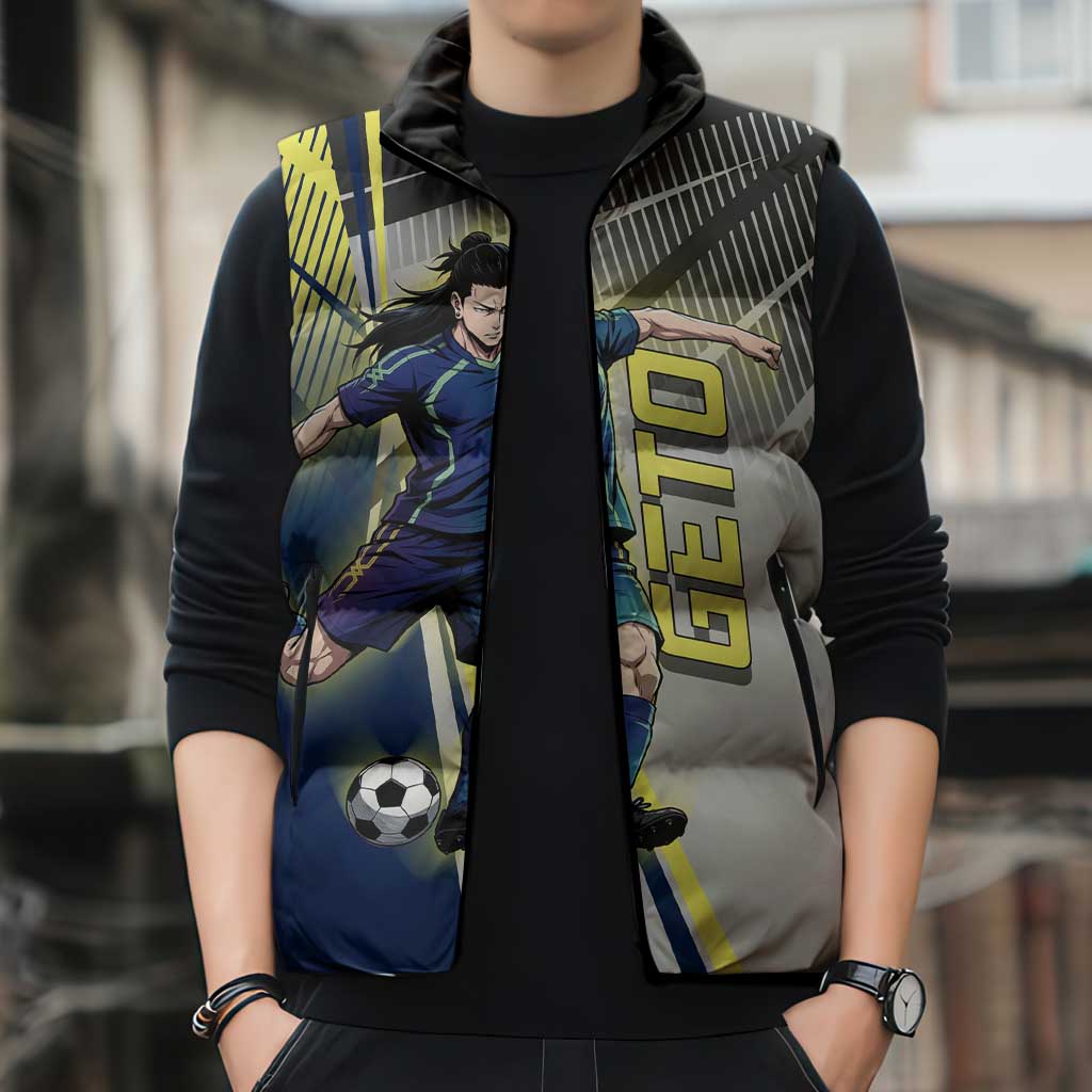 Personalized Geto Suguru Sleeveless Puffer Jacket Anime Soccer Action Illustration Art