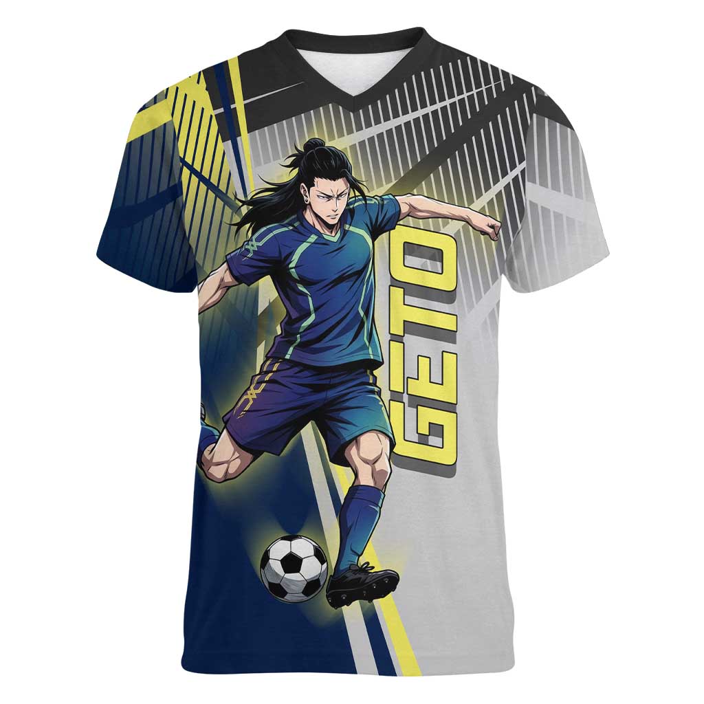 Personalized Geto Suguru Women V-Neck T-Shirt Anime Soccer Action Illustration Art