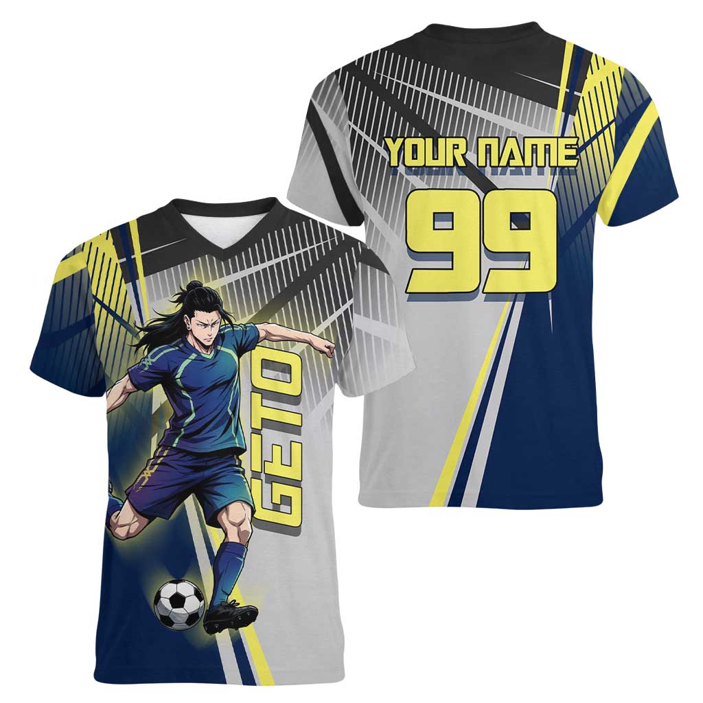 Personalized Geto Suguru Women V-Neck T-Shirt Anime Soccer Action Illustration Art