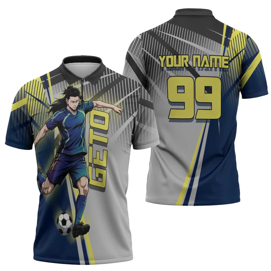 Personalized Geto Suguru Zipper Polo Shirt Anime Soccer Action Illustration Art