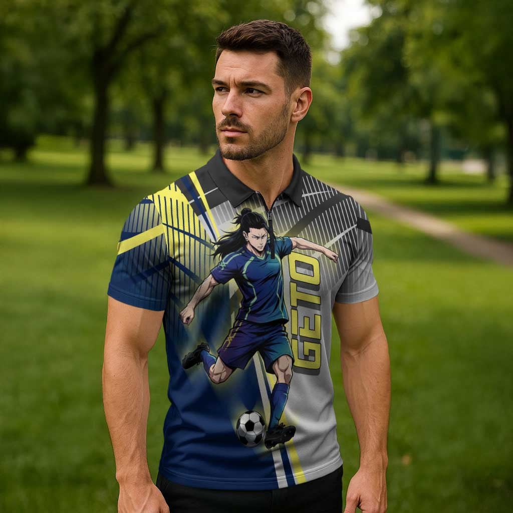 Personalized Geto Suguru Zipper Polo Shirt Anime Soccer Action Illustration Art