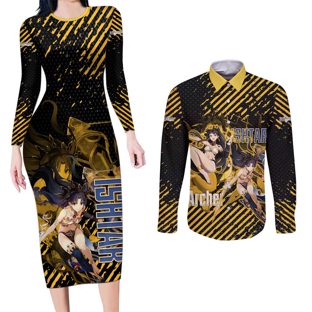 Ishtar Archer Fate Grand Order Couples Matching Long Sleeve Bodycon Dress and Long Sleeve Button Shirt Anime Pop Art Grunge Style