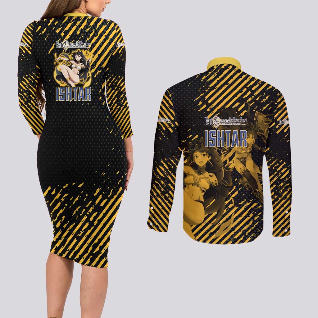 Ishtar Archer Fate Grand Order Couples Matching Long Sleeve Bodycon Dress and Long Sleeve Button Shirt Anime Pop Art Grunge Style