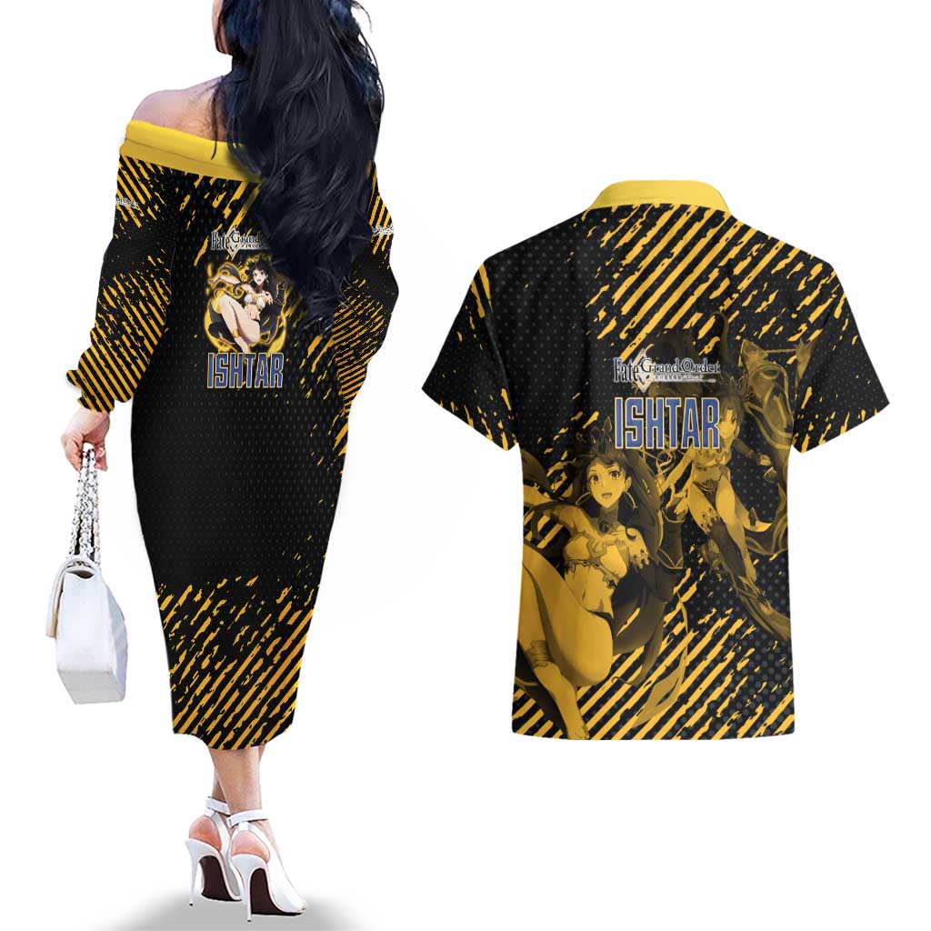 Ishtar Archer Fate Grand Order Couples Matching Off The Shoulder Long Sleeve Dress and Hawaiian Shirt Anime Pop Art Grunge Style