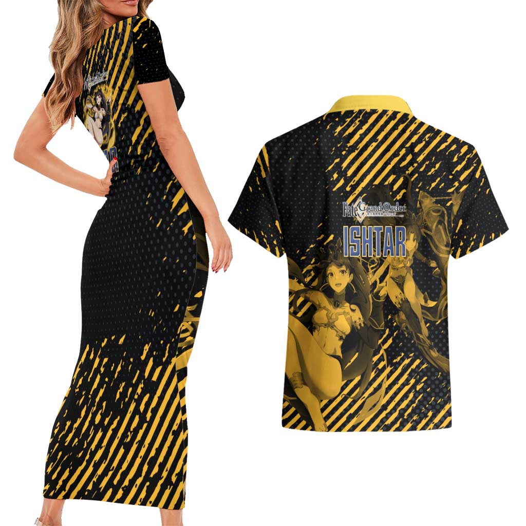 Ishtar Archer Fate Grand Order Couples Matching Short Sleeve Bodycon Dress and Hawaiian Shirt Anime Pop Art Grunge Style