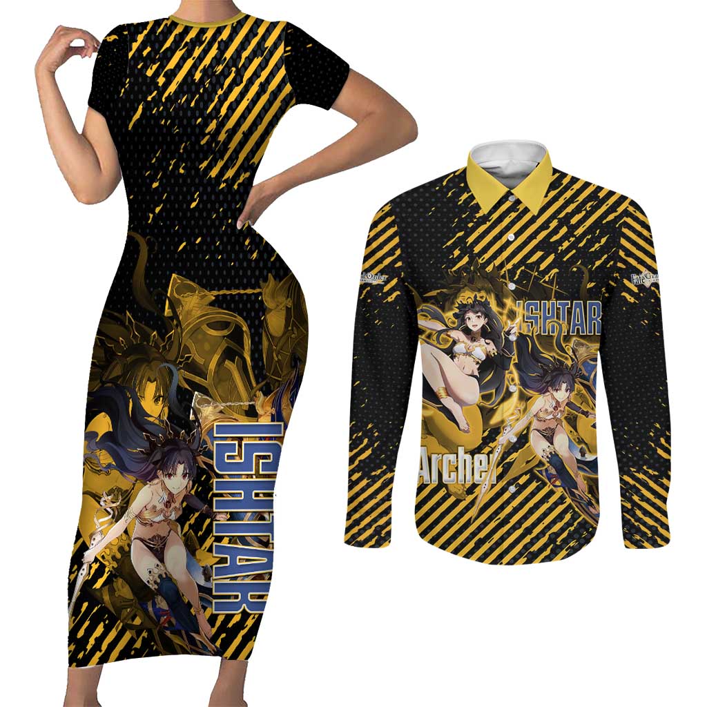 Ishtar Archer Fate Grand Order Couples Matching Short Sleeve Bodycon Dress and Long Sleeve Button Shirt Anime Pop Art Grunge Style