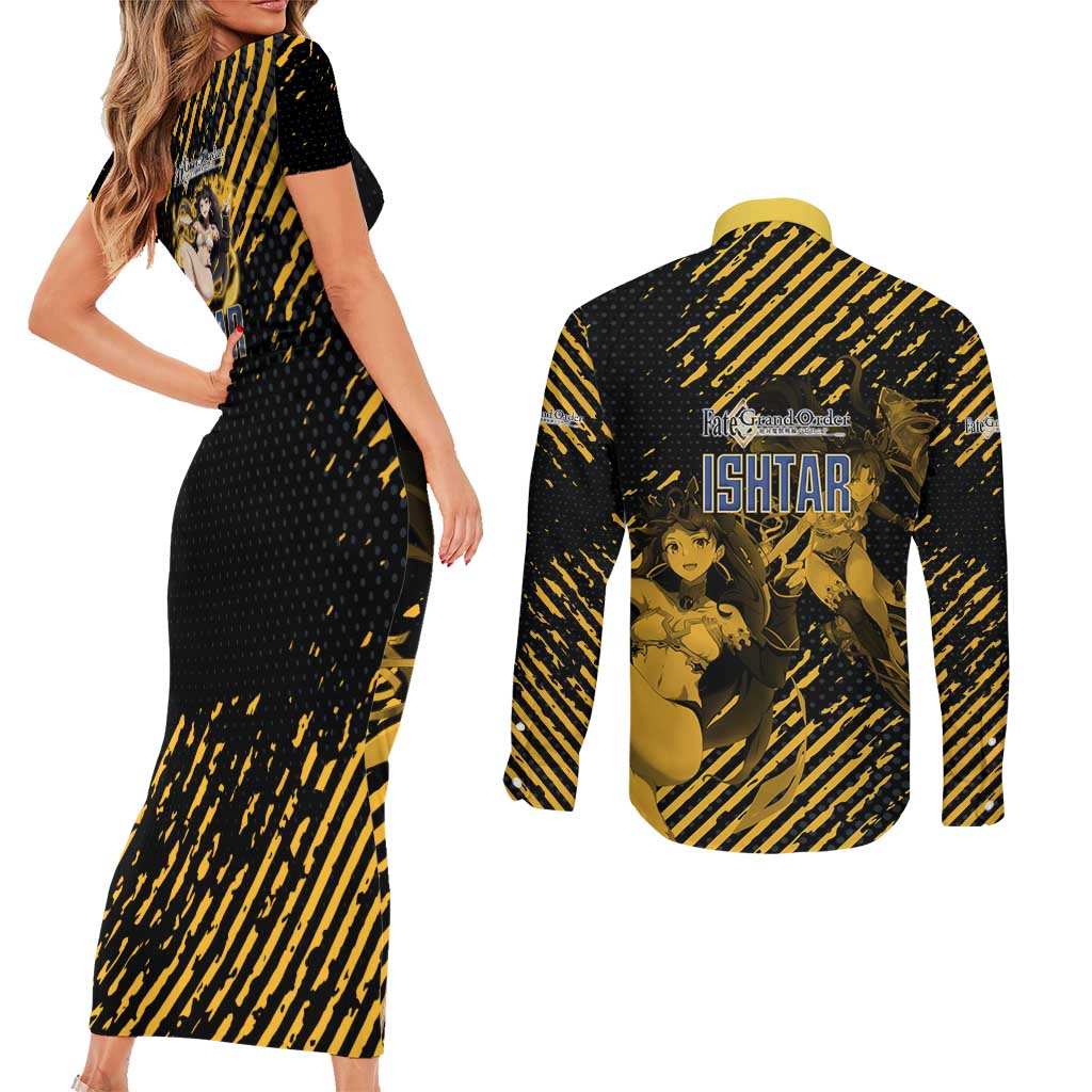 Ishtar Archer Fate Grand Order Couples Matching Short Sleeve Bodycon Dress and Long Sleeve Button Shirt Anime Pop Art Grunge Style