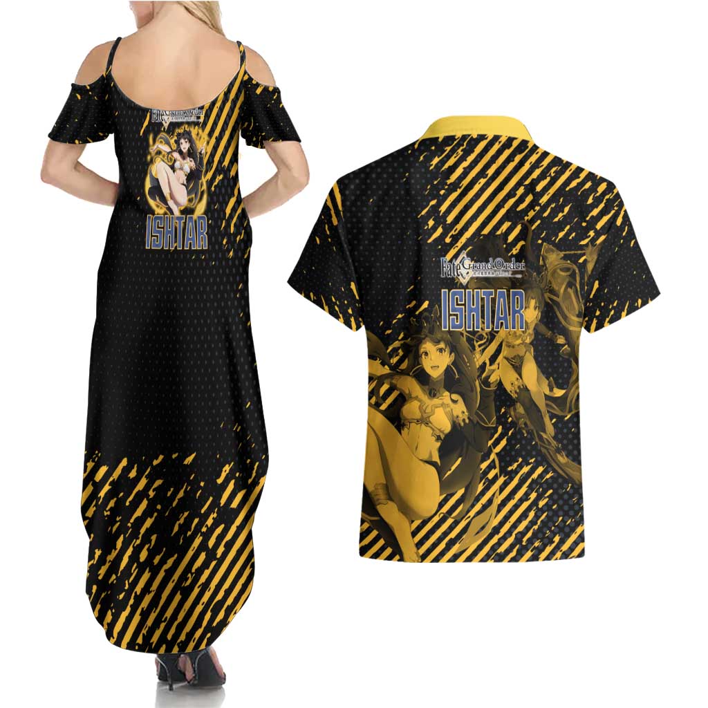 Ishtar Archer Fate Grand Order Couples Matching Summer Maxi Dress and Hawaiian Shirt Anime Pop Art Grunge Style