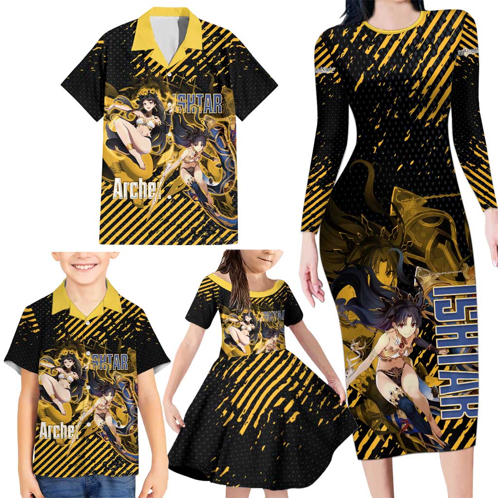 Ishtar Archer Fate Grand Order Family Matching Long Sleeve Bodycon Dress and Hawaiian Shirt Anime Pop Art Grunge Style