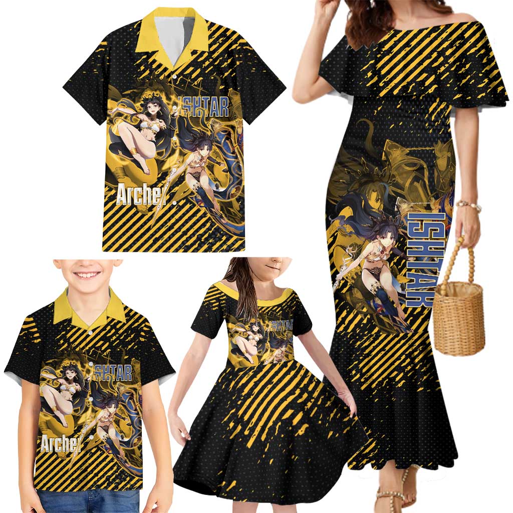Ishtar Archer Fate Grand Order Family Matching Mermaid Dress and Hawaiian Shirt Anime Pop Art Grunge Style