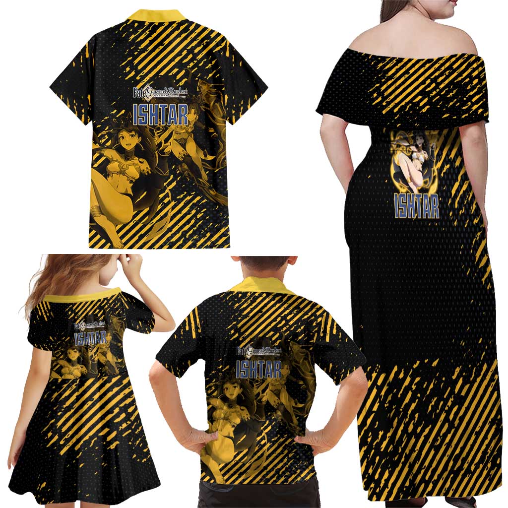 Ishtar Archer Fate Grand Order Family Matching Off Shoulder Maxi Dress and Hawaiian Shirt Anime Pop Art Grunge Style