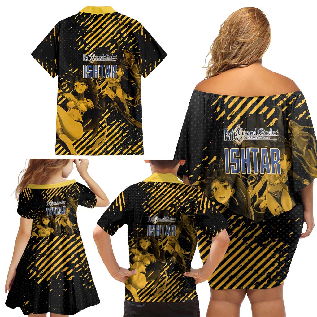 Ishtar Archer Fate Grand Order Family Matching Off Shoulder Short Dress and Hawaiian Shirt Anime Pop Art Grunge Style