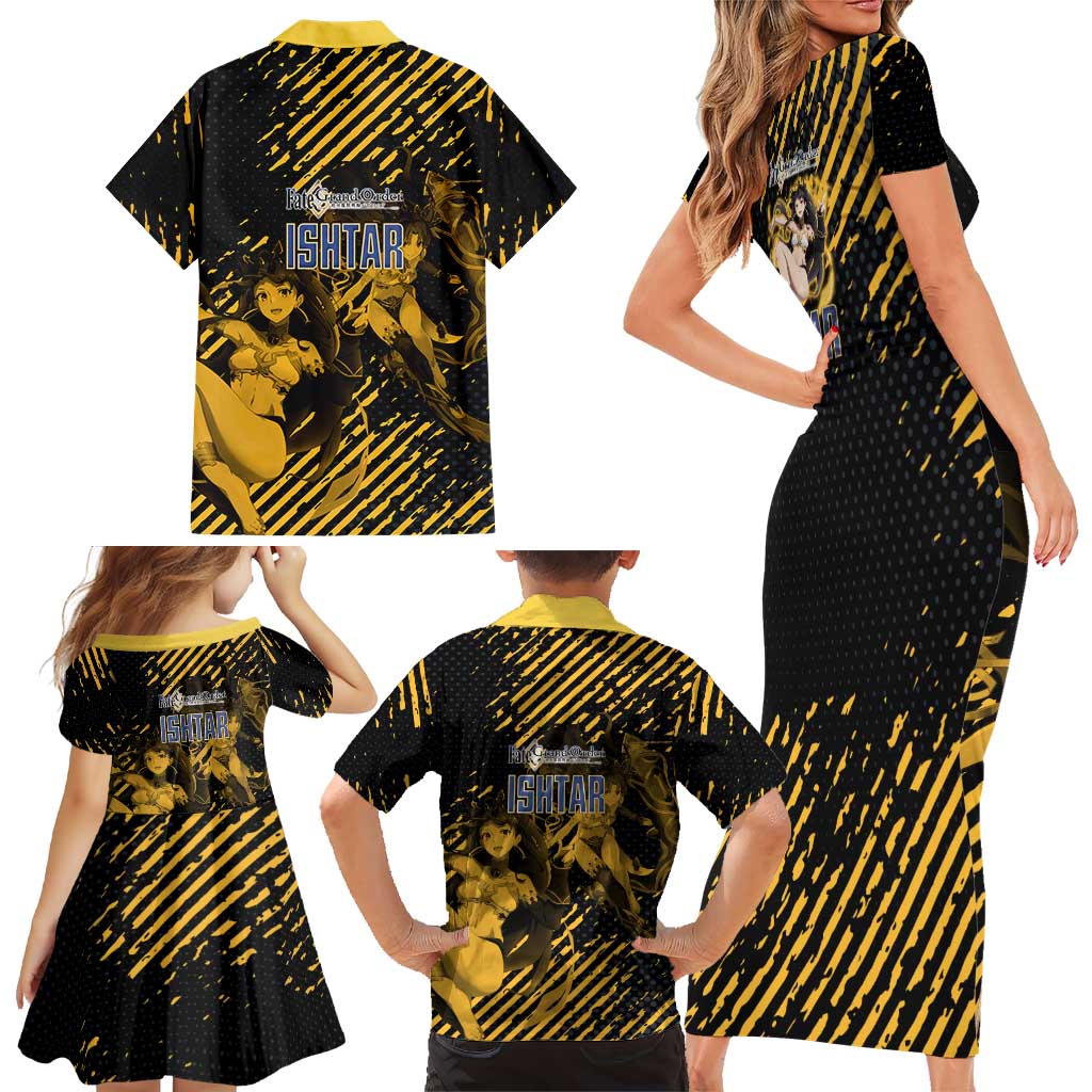Ishtar Archer Fate Grand Order Family Matching Short Sleeve Bodycon Dress and Hawaiian Shirt Anime Pop Art Grunge Style