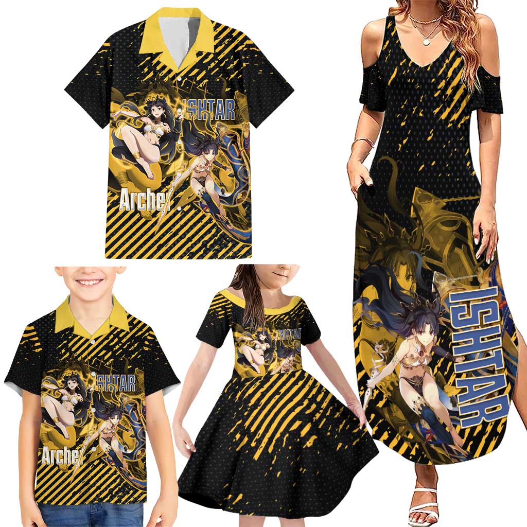 Ishtar Archer Fate Grand Order Family Matching Summer Maxi Dress and Hawaiian Shirt Anime Pop Art Grunge Style