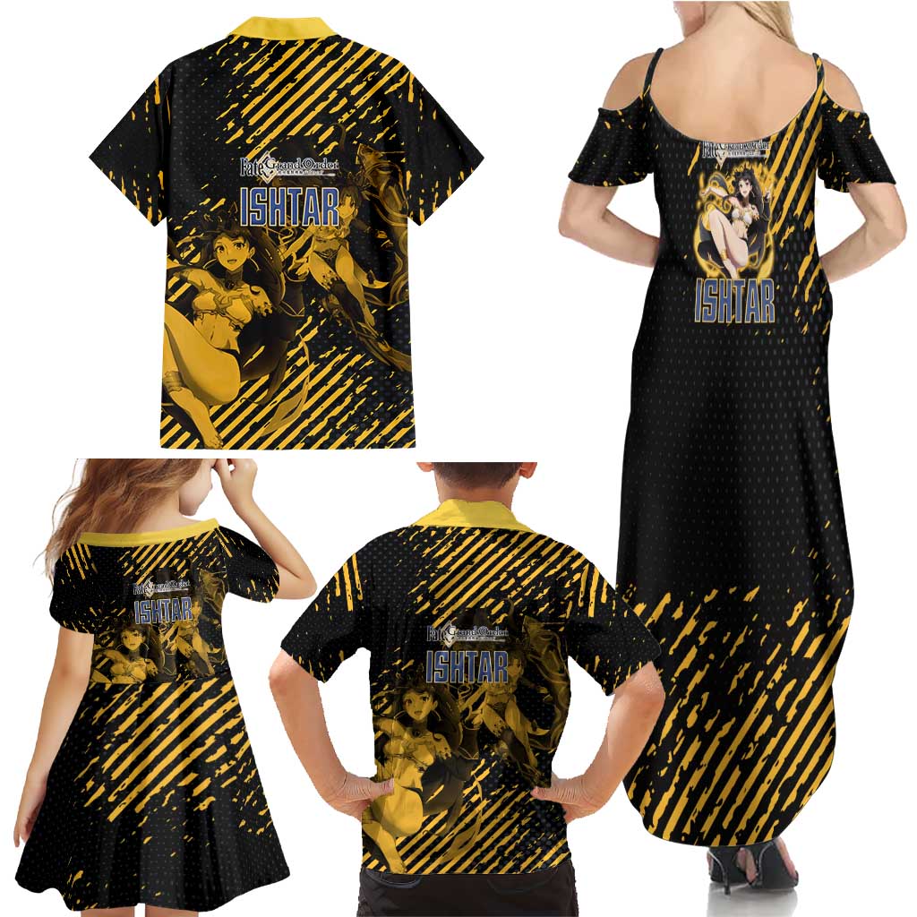 Ishtar Archer Fate Grand Order Family Matching Summer Maxi Dress and Hawaiian Shirt Anime Pop Art Grunge Style