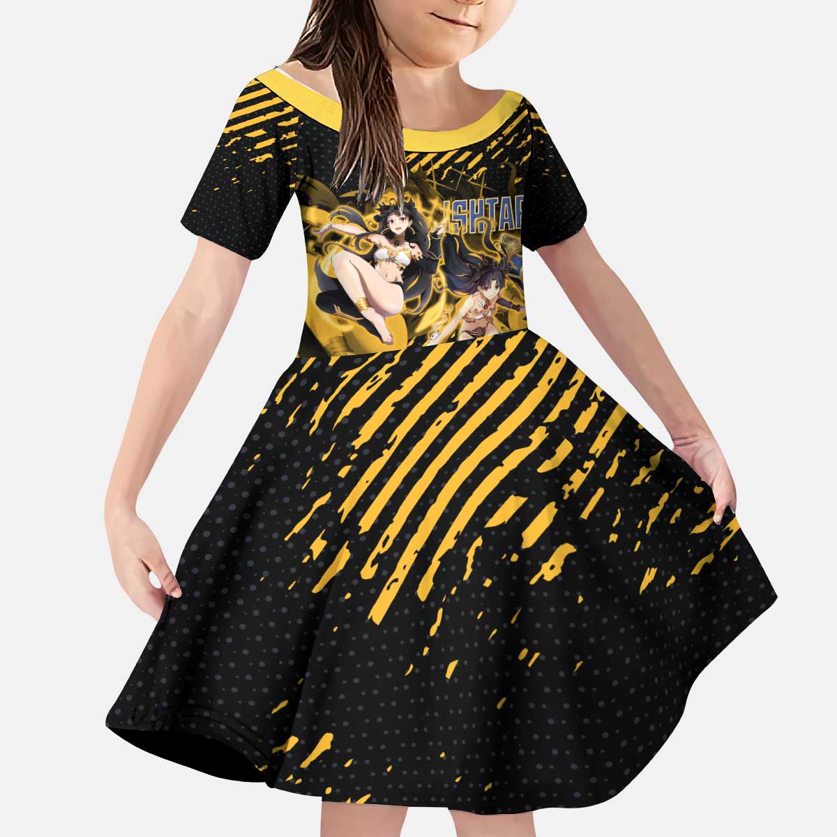 Ishtar Archer Fate Grand Order Kid Short Sleeve Dress Anime Pop Art Grunge Style