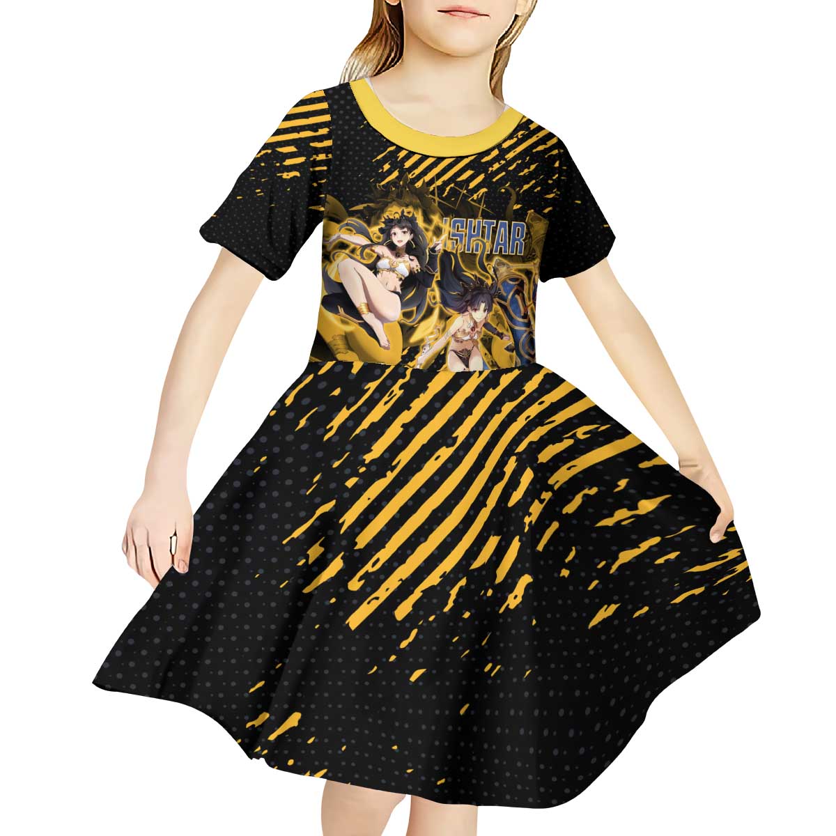 Ishtar Archer Fate Grand Order Kid Short Sleeve Dress Anime Pop Art Grunge Style