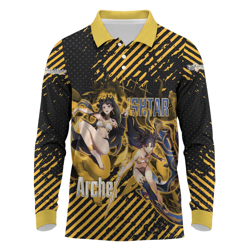 Ishtar Archer Fate Grand Order Long Sleeve Polo Shirt Anime Pop Art Grunge Style