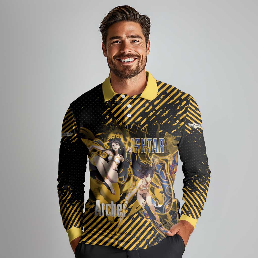 Ishtar Archer Fate Grand Order Long Sleeve Polo Shirt Anime Pop Art Grunge Style