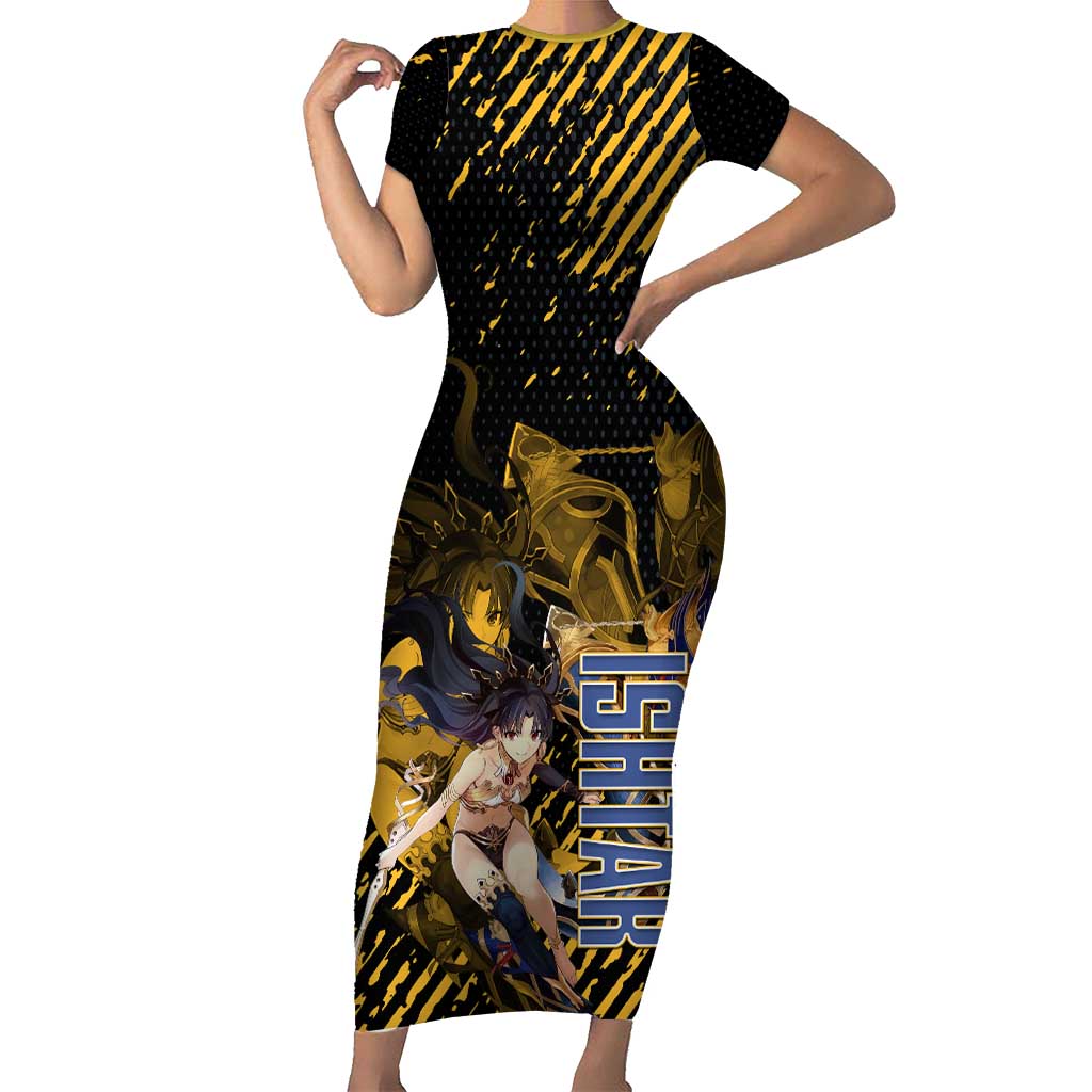 Ishtar Archer Fate Grand Order Short Sleeve Bodycon Dress Anime Pop Art Grunge Style