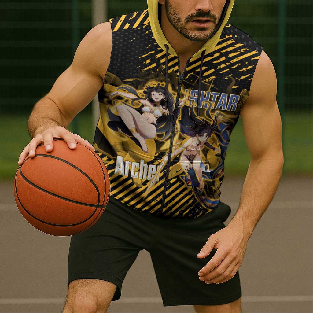 Ishtar Archer Fate Grand Order Sleeveless Zip Hoodie Anime Pop Art Grunge Style