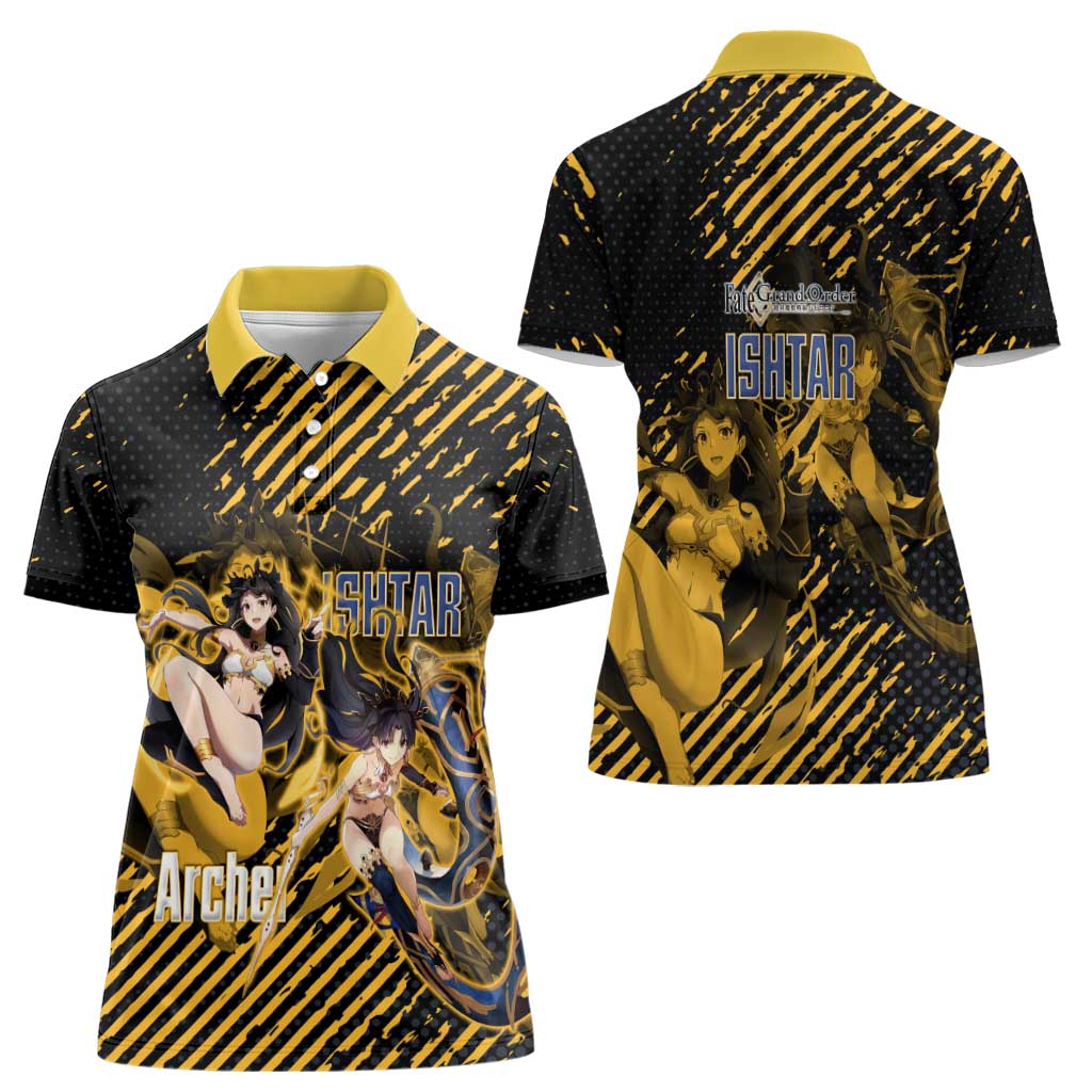 Ishtar Archer Fate Grand Order Women Polo Shirt Anime Pop Art Grunge Style