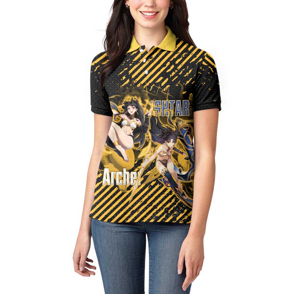 Ishtar Archer Fate Grand Order Women Polo Shirt Anime Pop Art Grunge Style