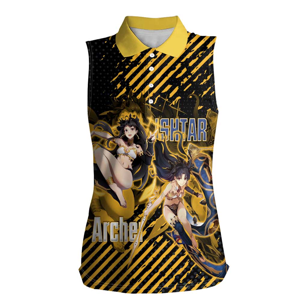 Ishtar Archer Fate Grand Order Women Sleeveless Polo Shirt Anime Pop Art Grunge Style