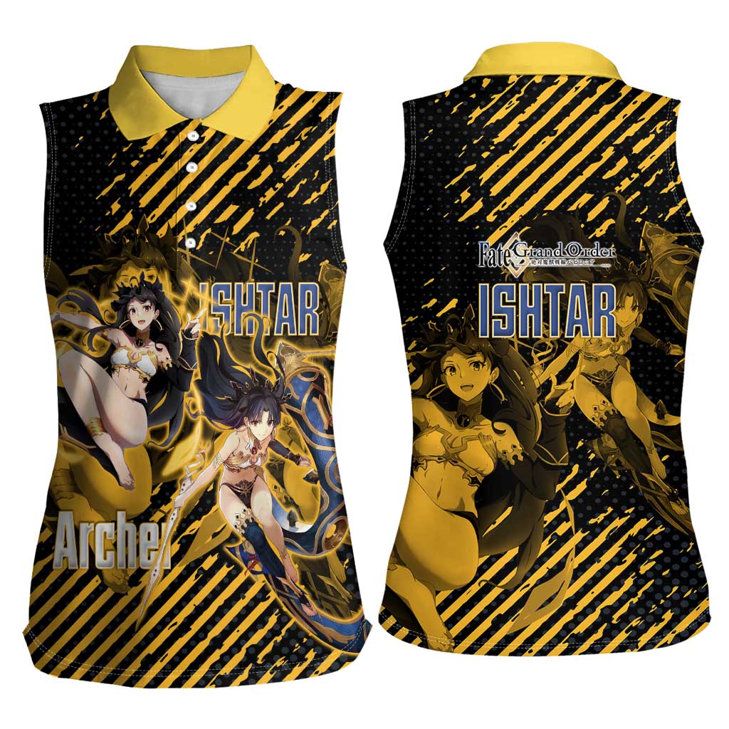 Ishtar Archer Fate Grand Order Women Sleeveless Polo Shirt Anime Pop Art Grunge Style