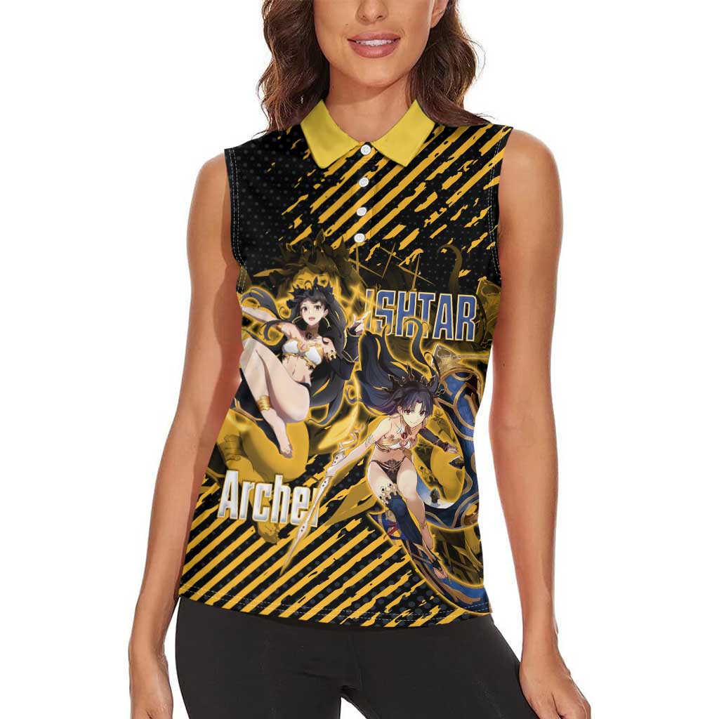Ishtar Archer Fate Grand Order Women Sleeveless Polo Shirt Anime Pop Art Grunge Style