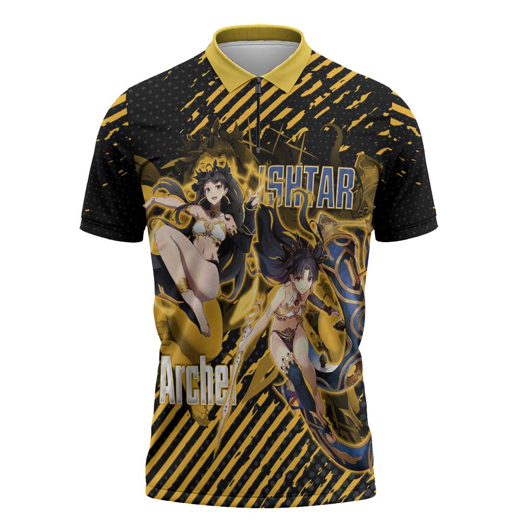 Ishtar Archer Fate Grand Order Zipper Polo Shirt Anime Pop Art Grunge Style
