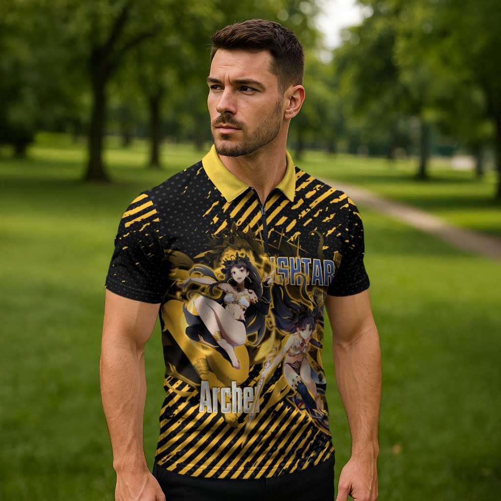 Ishtar Archer Fate Grand Order Zipper Polo Shirt Anime Pop Art Grunge Style