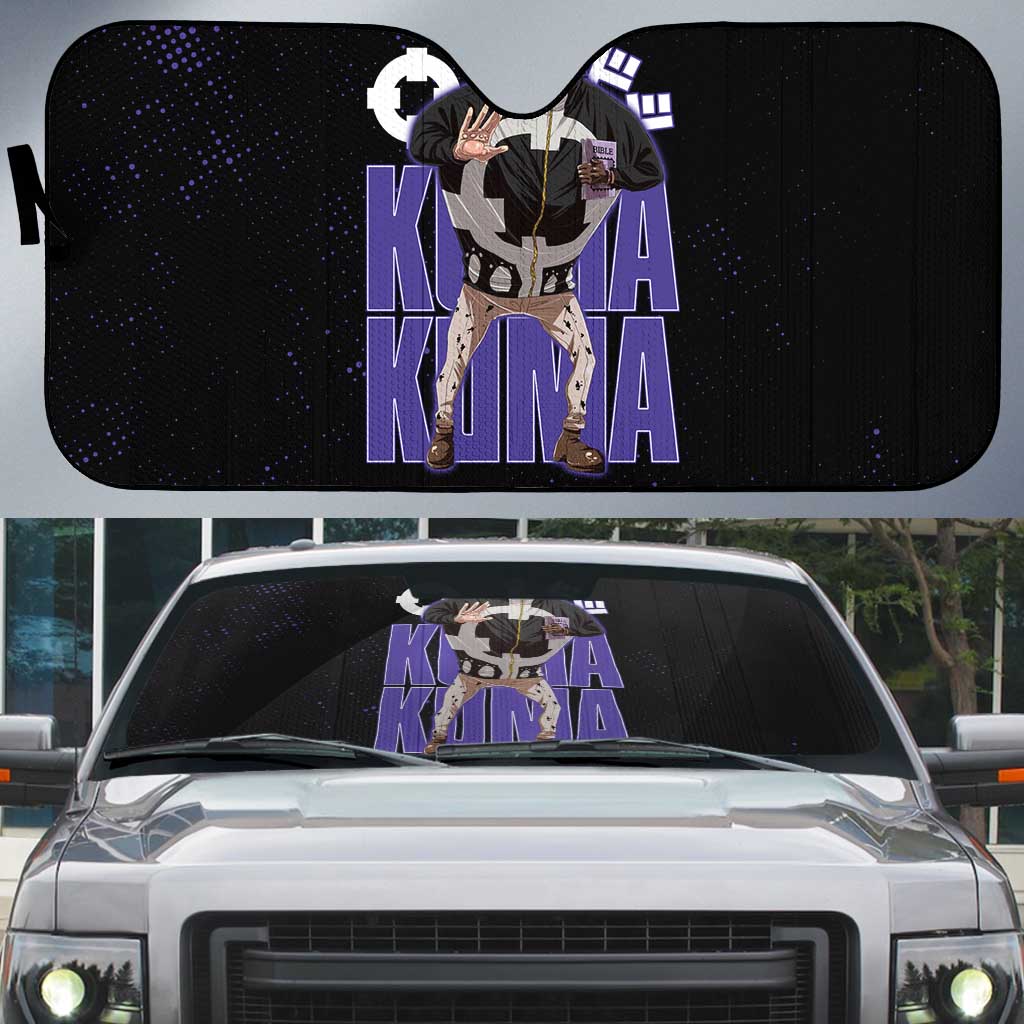 Kuma One Piece Auto Sun Shade Retro Comic Dot Aesthetic