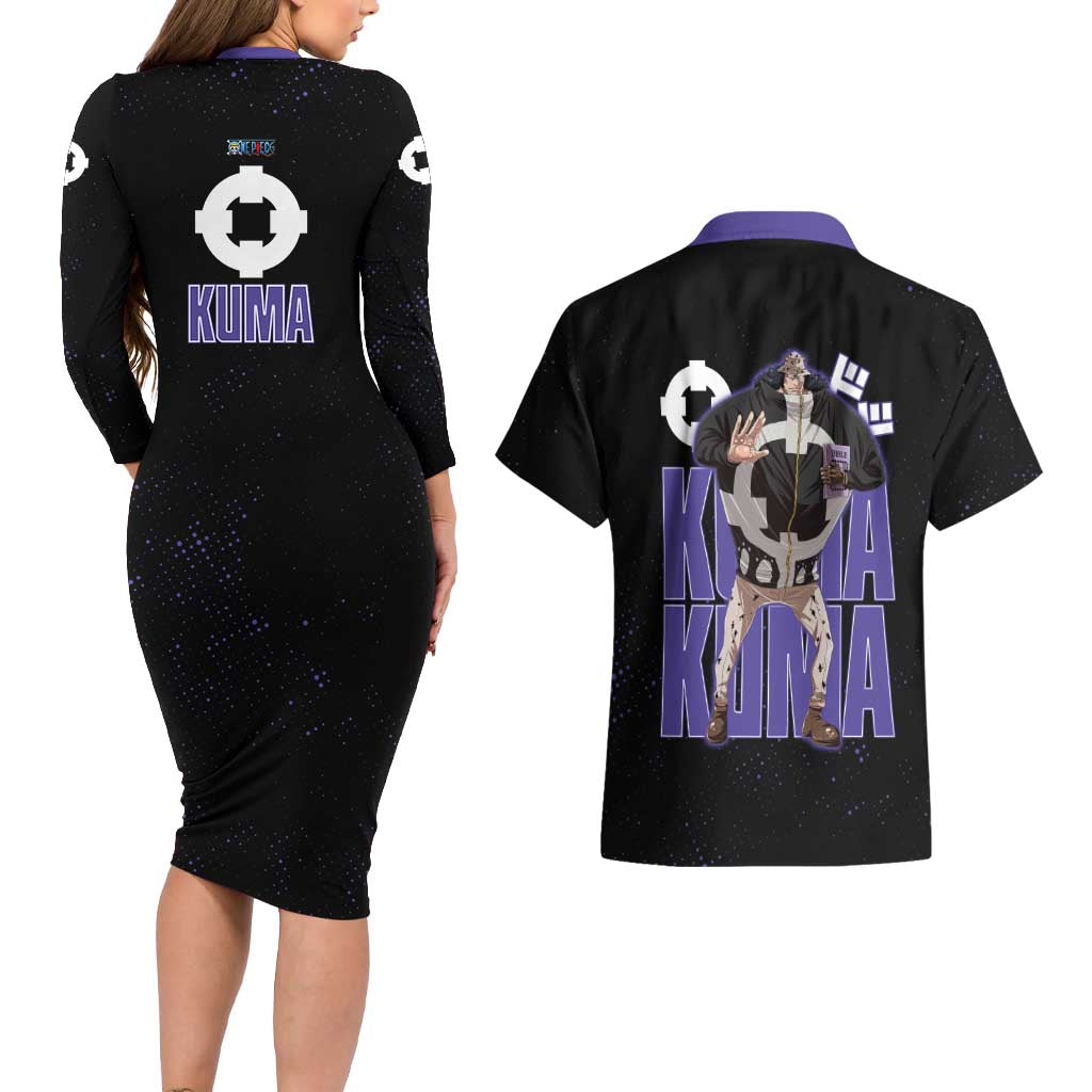 Kuma One Piece Couples Matching Long Sleeve Bodycon Dress and Hawaiian Shirt Retro Comic Dot Aesthetic